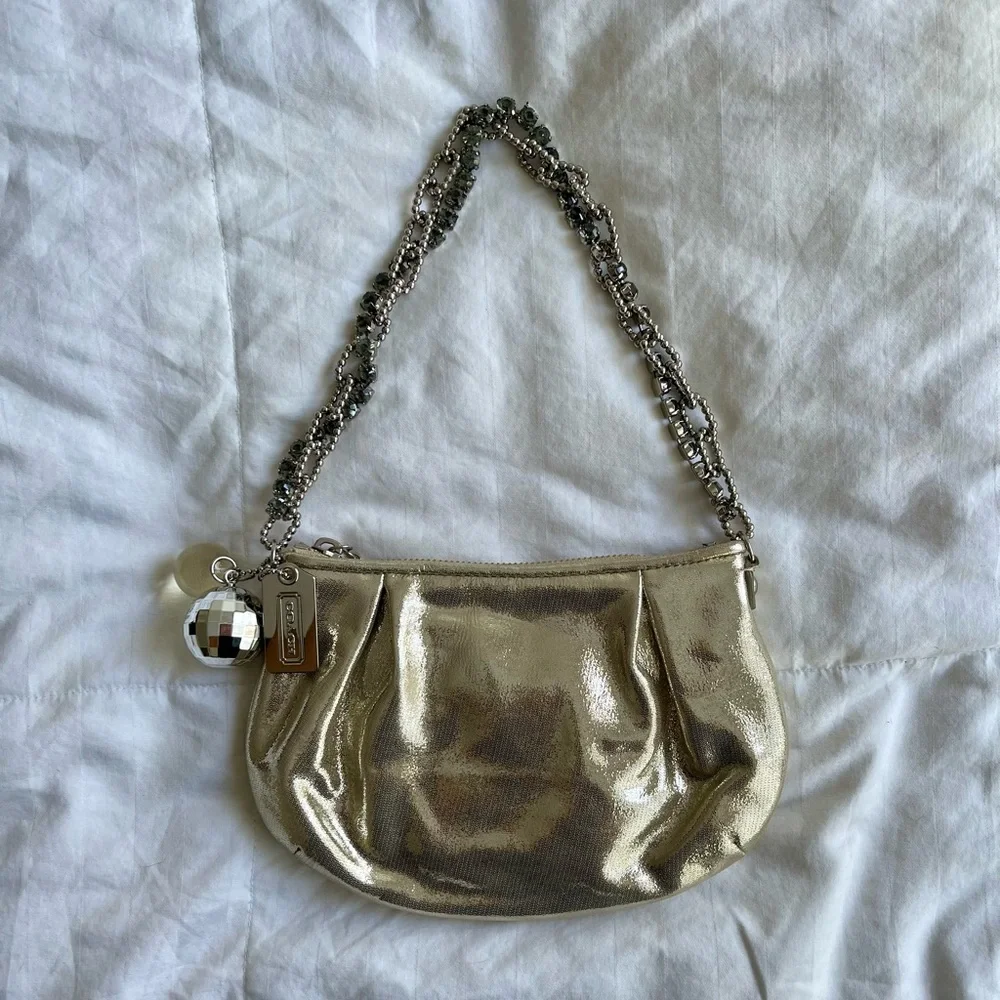 Coach 
Poppy Silver Limited Edition Rhinestone Disco Ball Bag - Picture 2 of 4